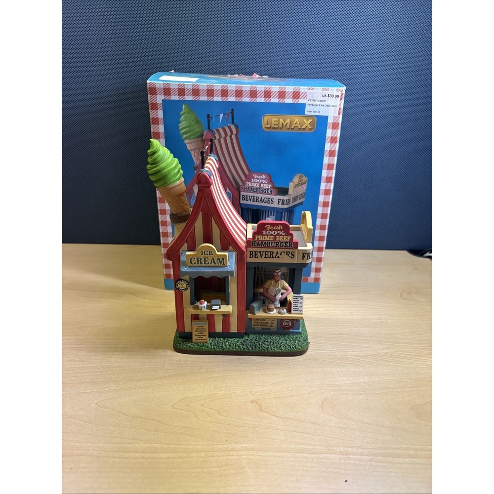 Lemax Hamburger & Ice Cream Stand  Village Accessory 83366 Summer Carnival Boxed